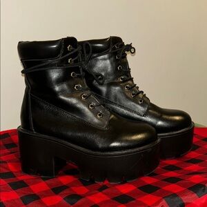Black Chunky Platform Combat Boots